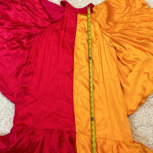 NWT ANTHRO L Pinnacle by Shruti Sancheti Mock-Neck Colorblock Ruffle Dress - Picture 9 of 10